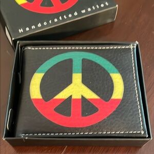 Black Wallet with Peace Sign Design